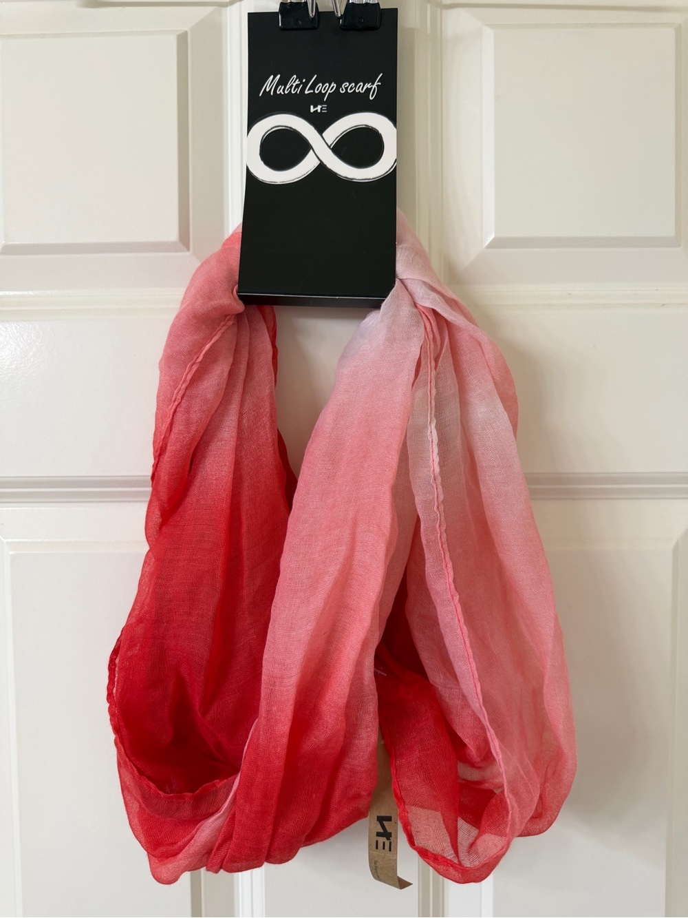 Multi-Loop Women's Ombre Pink-Red Scarf